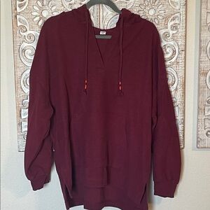 Old Navy V-Neck Hooded Sweater - Burgundy